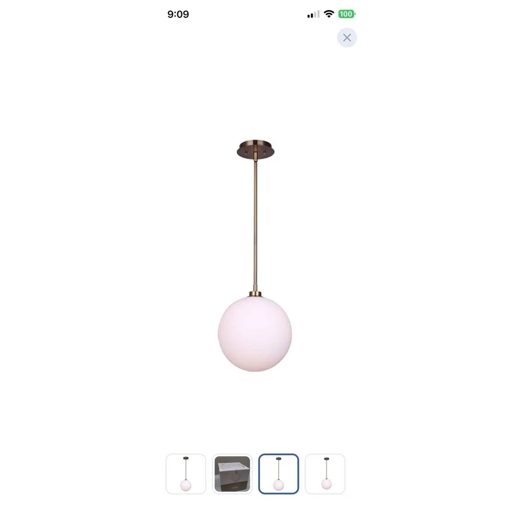 (20)Light, Gold Finish with Flat Opal Glass Shade, Adjustable Rod, (new)